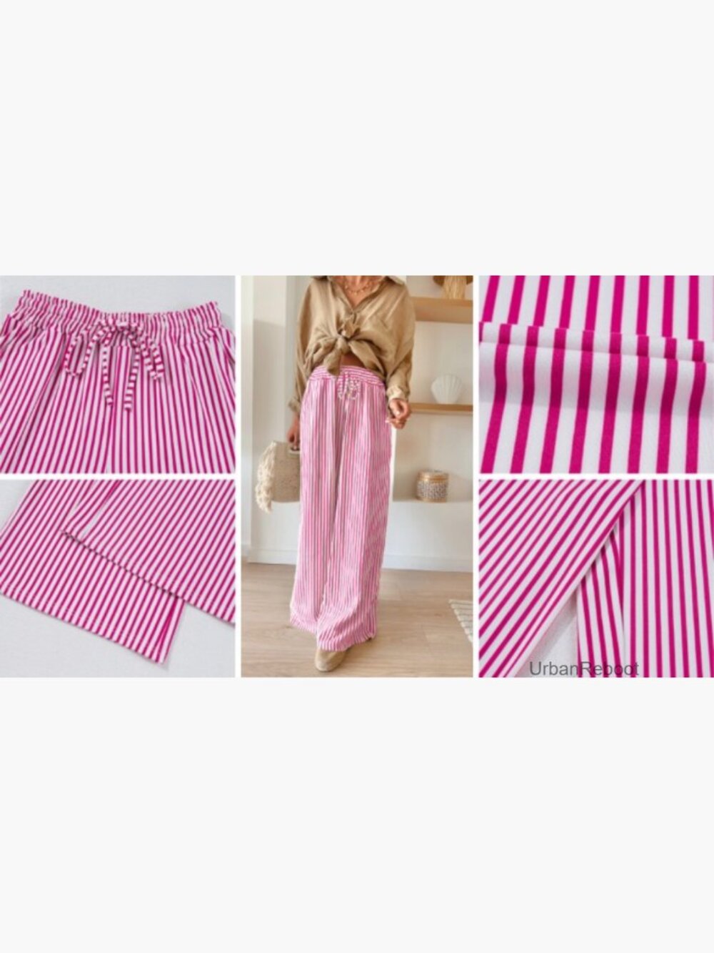 Wide Leg Palazzo Pants with Pockets Drawstring Elastic Waist - Picture 7 of 7